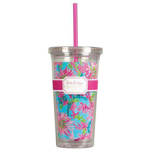 Tumbler with Straw in Trippin' and Sippin' by Lilly Pulitzer - Country Club Prep