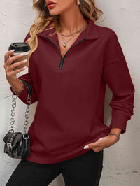 Zip-Up Dropped Shoulder Sweatshirt - Country Club Prep