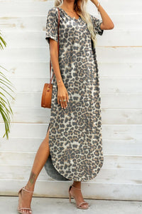 Printed V-Neck Curved Hem Dress - Country Club Prep