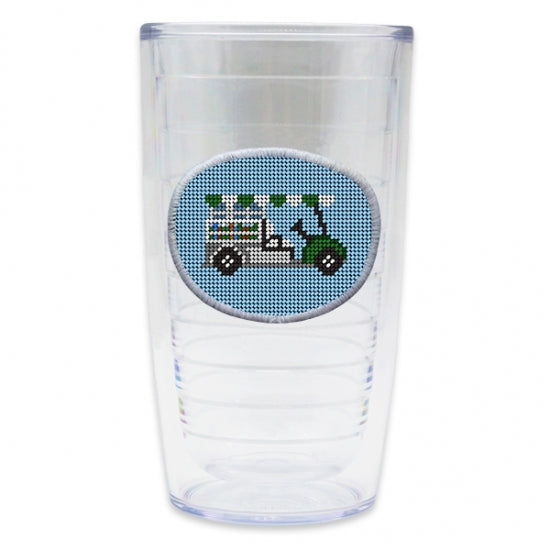 Beverage Cart Needlepoint Tumbler by Smathers & Branson - Country Club Prep