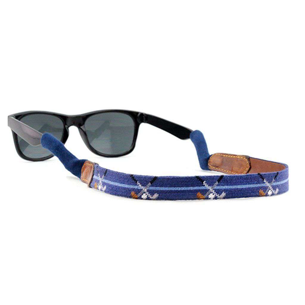 Crossed Clubs Needlepoint Sunglass Straps in Classic Navy by Smathers & Branson - Country Club Prep
