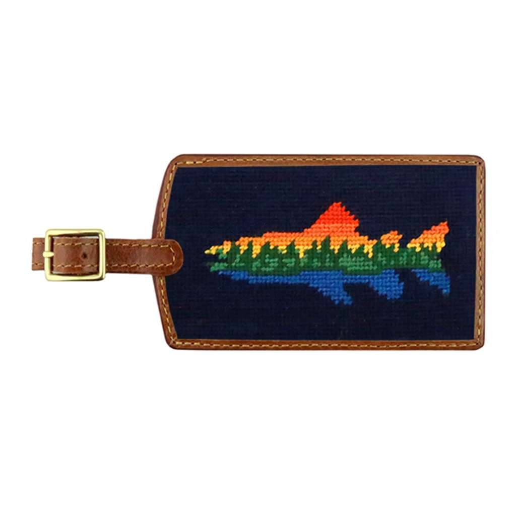Lake Trout Needlepoint Luggage Tag in Dark Navy by Smathers & Branson - Country Club Prep