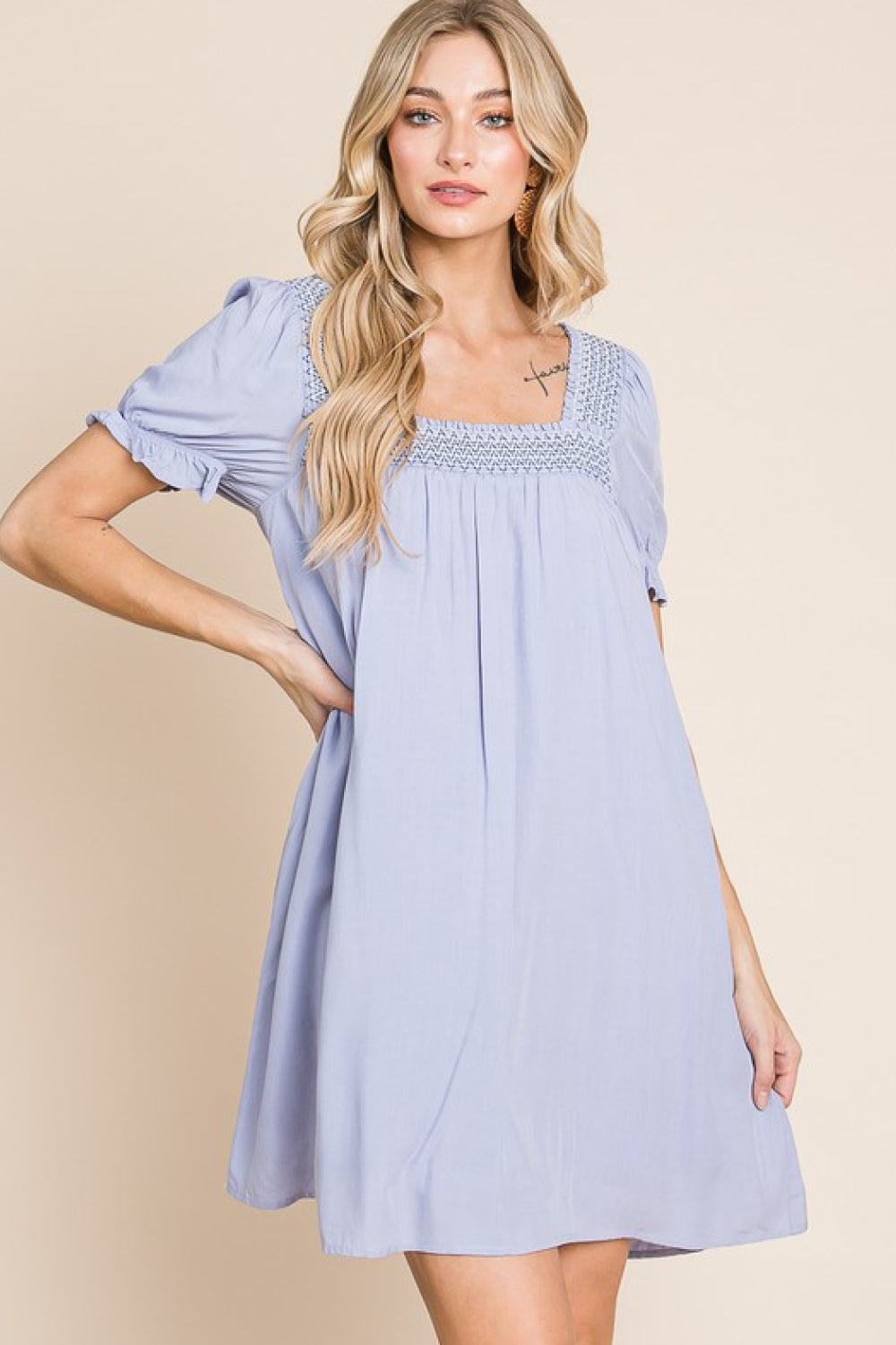 Scenic Overlook Puff Sleeve Embroidered Mini Dress - Country Club Prep