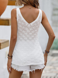 Openwork Scoop Neck Sleeveless Tank - Country Club Prep