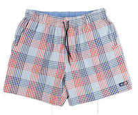 Dockside Swim Trunk in Navy and Red Seersucker Gingham by Southern Marsh - Country Club Prep