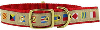 Dog Collar in Tan Ribbon on Red Canvas with Code Flags by Country Club Prep - Country Club Prep