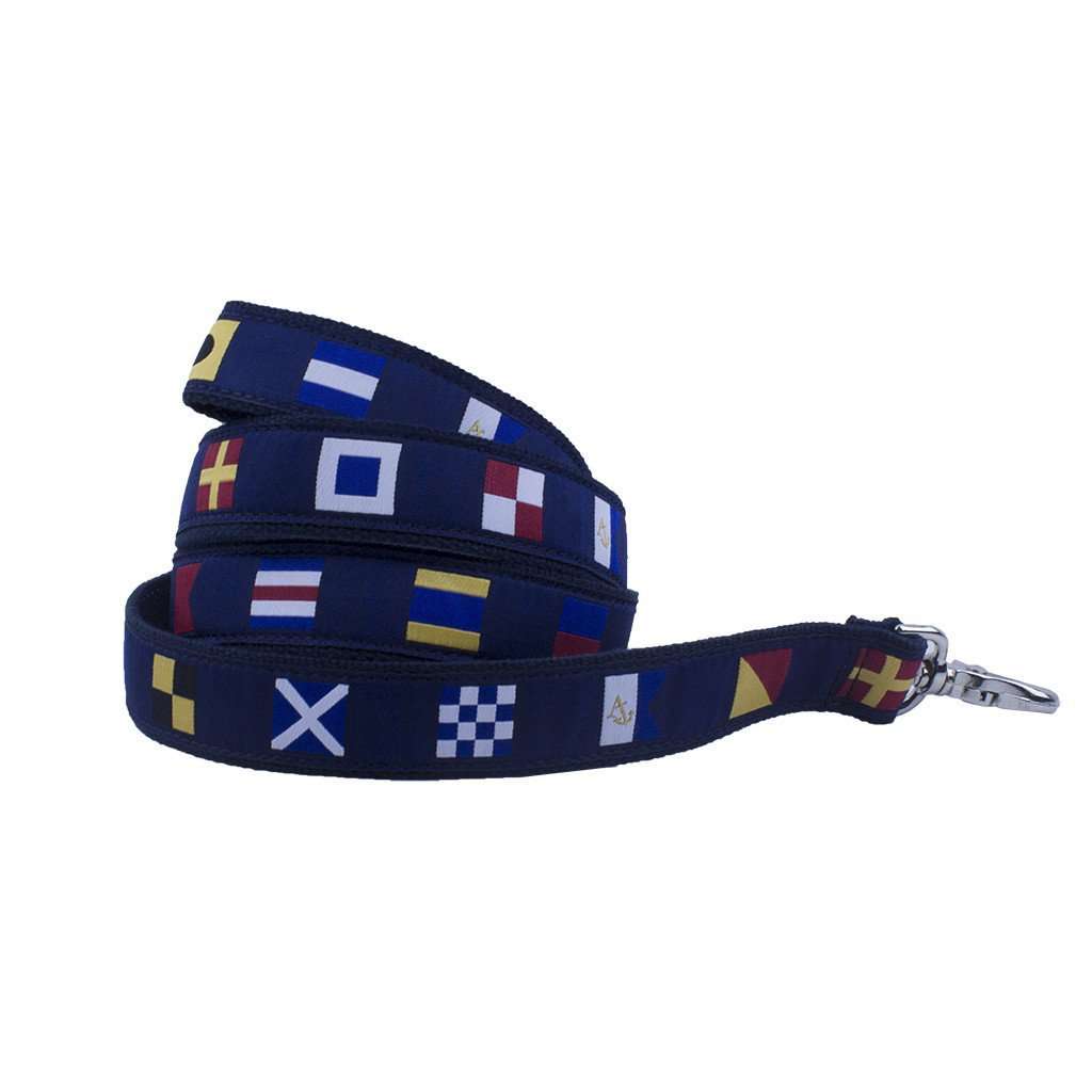 Signal Flag Dog Leash in Navy by Anchored Style - Country Club Prep