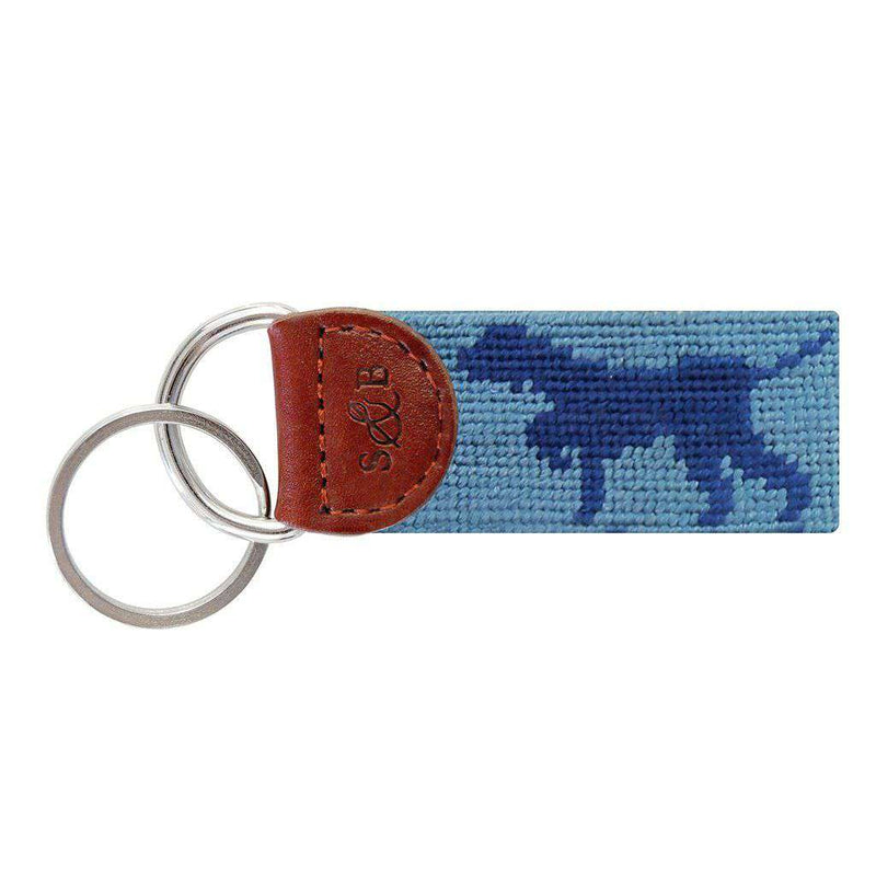 Dog on Point Needlepoint Key Fob in Steel Blue by Smathers & Branson - Country Club Prep