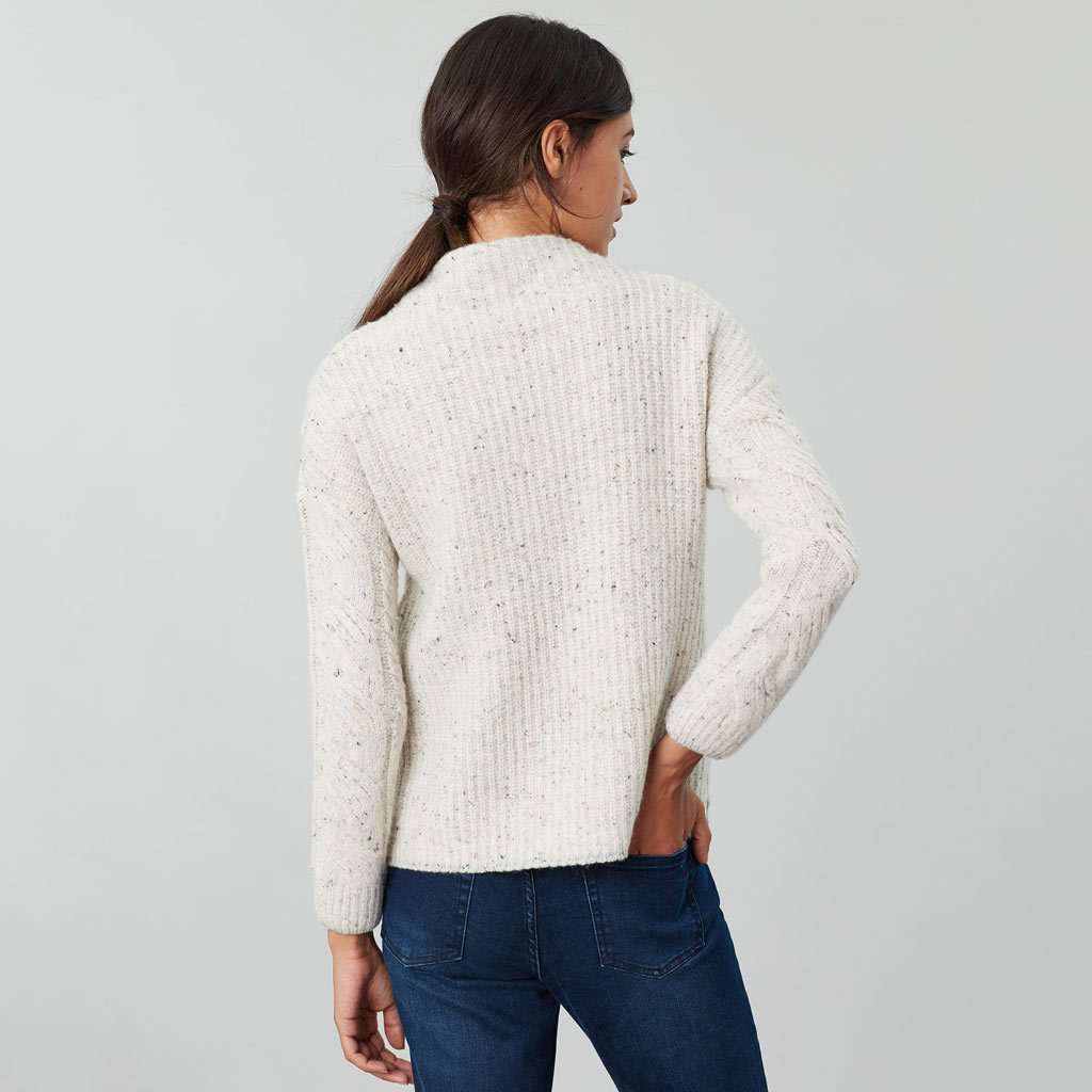 Joyce Cable Knit Sweater in Cream Flecks by Joules - Country Club Prep