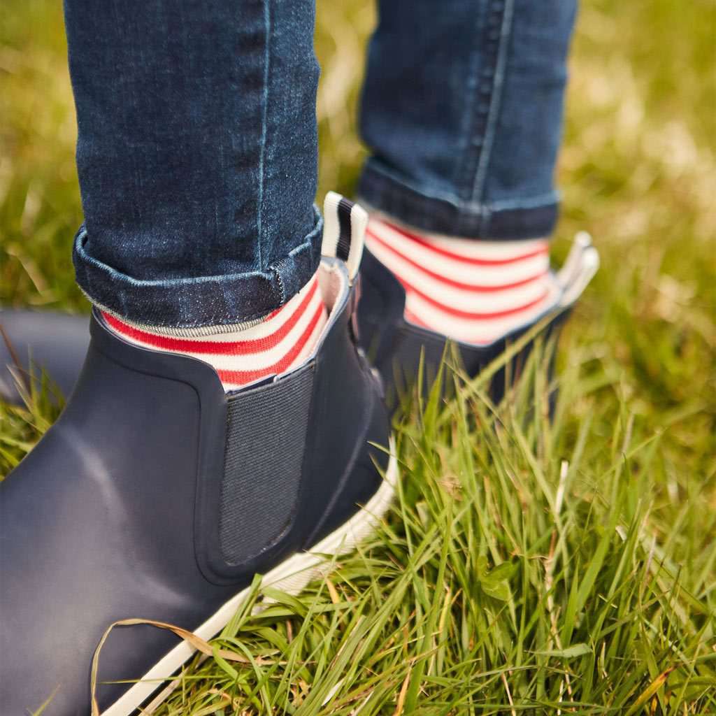 Rainwell Short Slip-On Rain Boots in French Navy by Joules - Country Club Prep