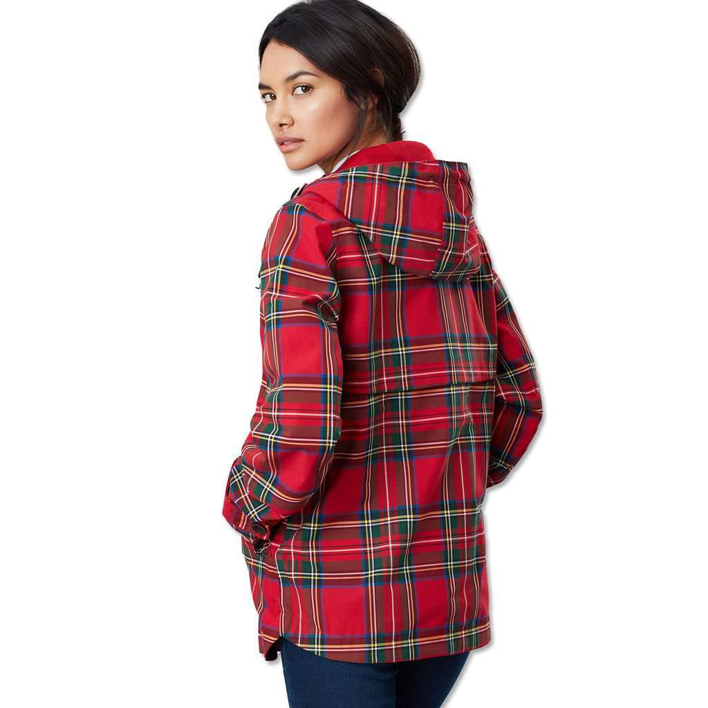 Red Tartan Coast Print Waterproof Coat by Joules - Country Club Prep