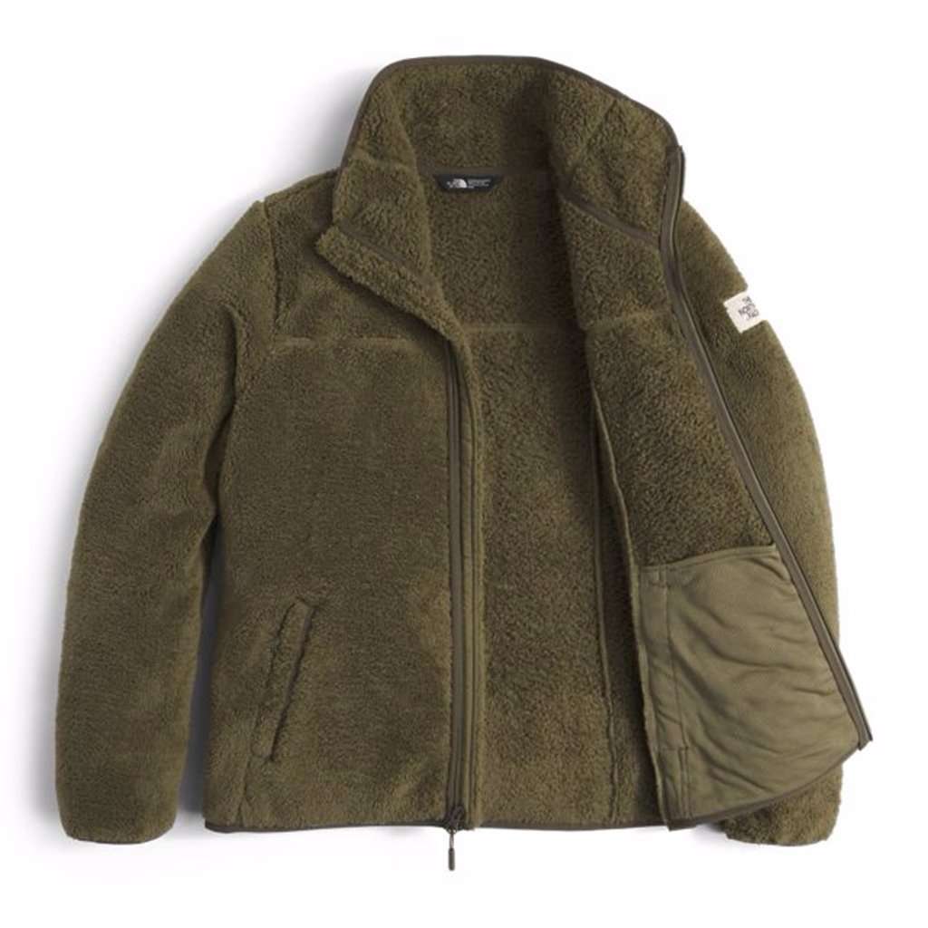 Women's Campshire Full Zip Sherpa Fleece in Burnt Olive Green by The North Face - Country Club Prep