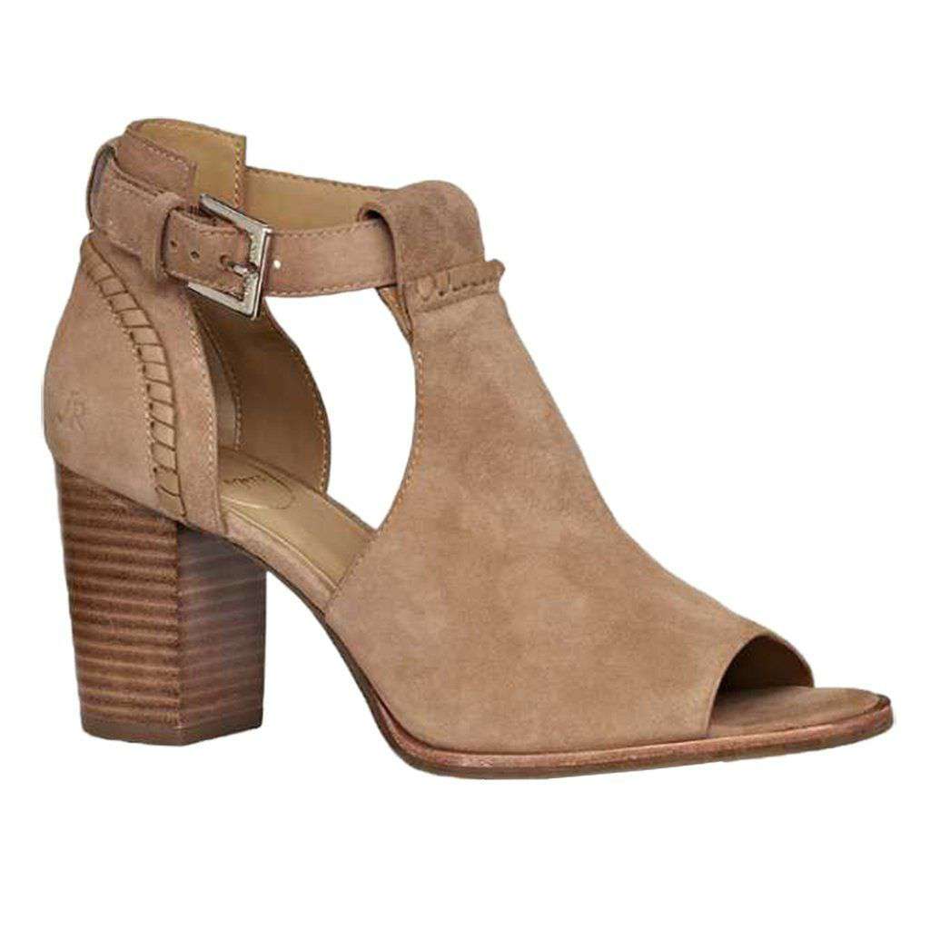 Cameron Suede Open Toe Bootie in Oak by Jack Rogers - Country Club Prep