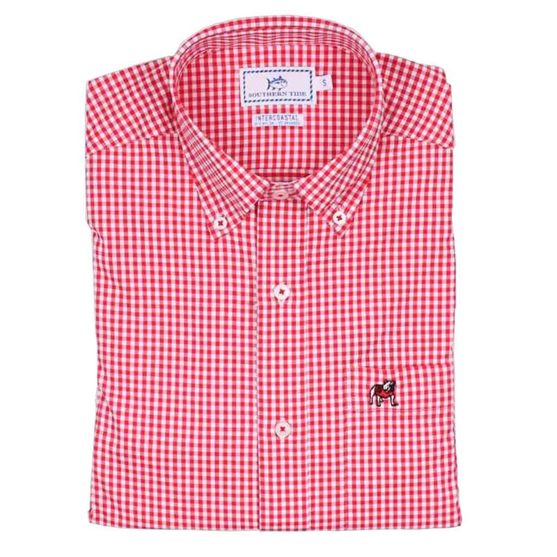 Men's University of Georgia Intercoastal Performance Shirt in Varsity Red by Southern Tide - Country Club Prep
