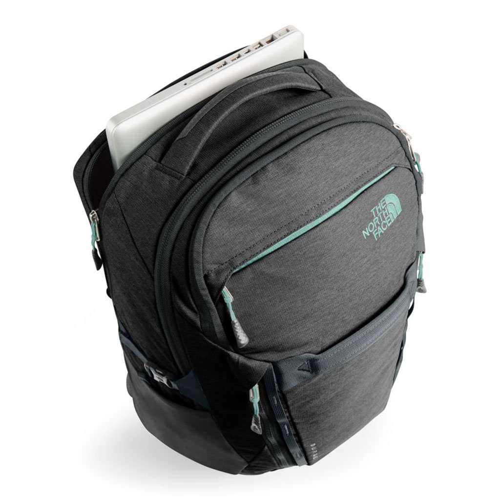 north face camera backpack women's camera Women's Surge Backpack by The North Face Asphalt Grey Heather and Windmill Blue