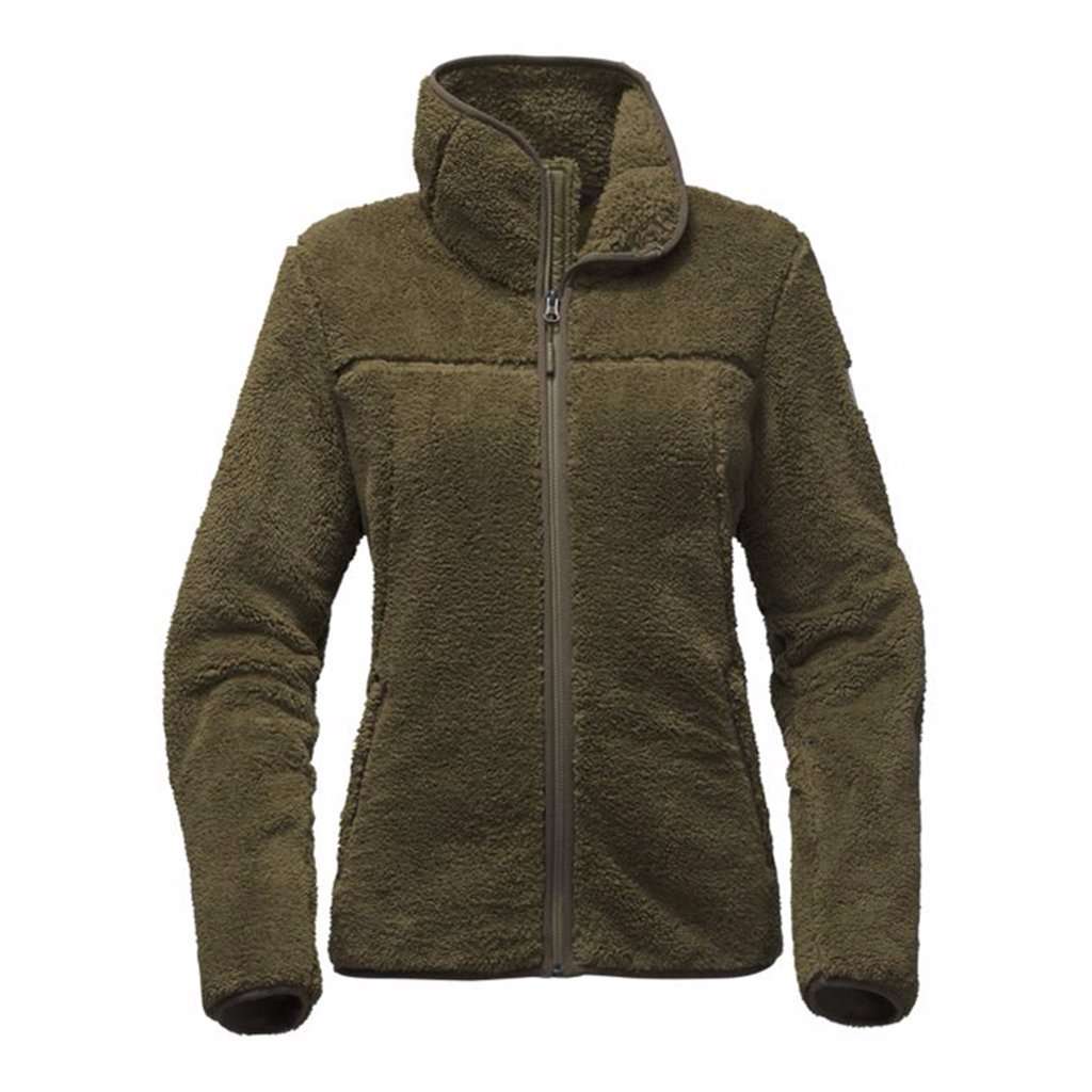 Women's Campshire Full Zip Sherpa Fleece in Burnt Olive Green by The North Face - Country Club Prep
