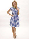 50's Dress in Houndstooth Blue by Elizabeth McKay - Country Club Prep