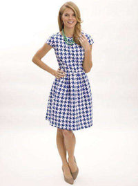 50's Dress in Houndstooth Blue by Elizabeth McKay - Country Club Prep