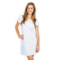 Addie Dress in Admiral Stripe Chatham Blue by Mahi Gold - Country Club Prep