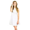 Basket Weave Drop Fit & Flare Dress in White with Lace Trim by Sail to Sable - Country Club Prep