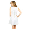 Basket Weave Drop Fit & Flare Dress in White with Lace Trim by Sail to Sable - Country Club Prep