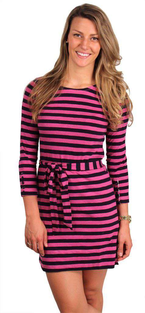 Button Cuff Dress in Orchid Stripe by Hatley - Country Club Prep