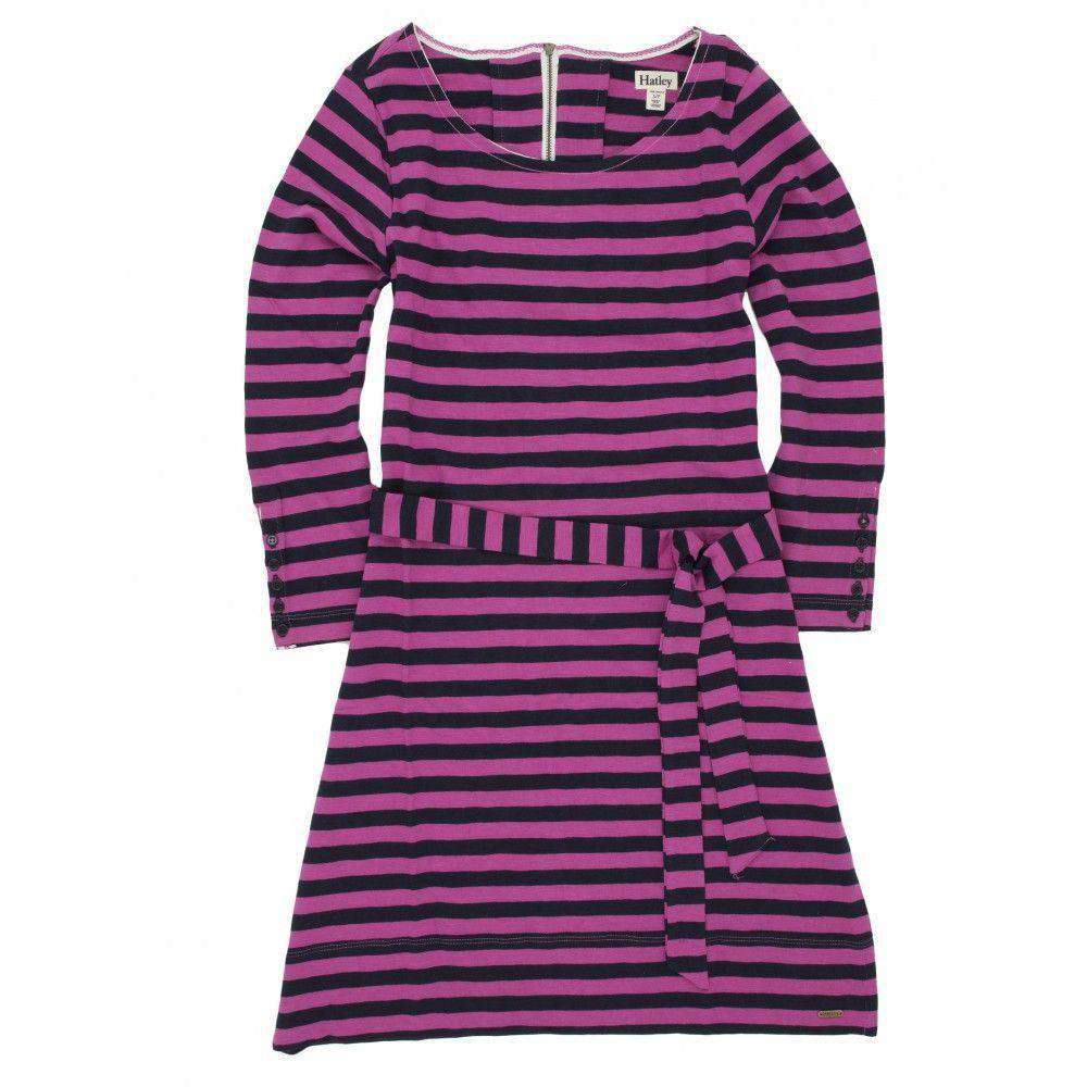 Button Cuff Dress in Orchid Stripe by Hatley - Country Club Prep