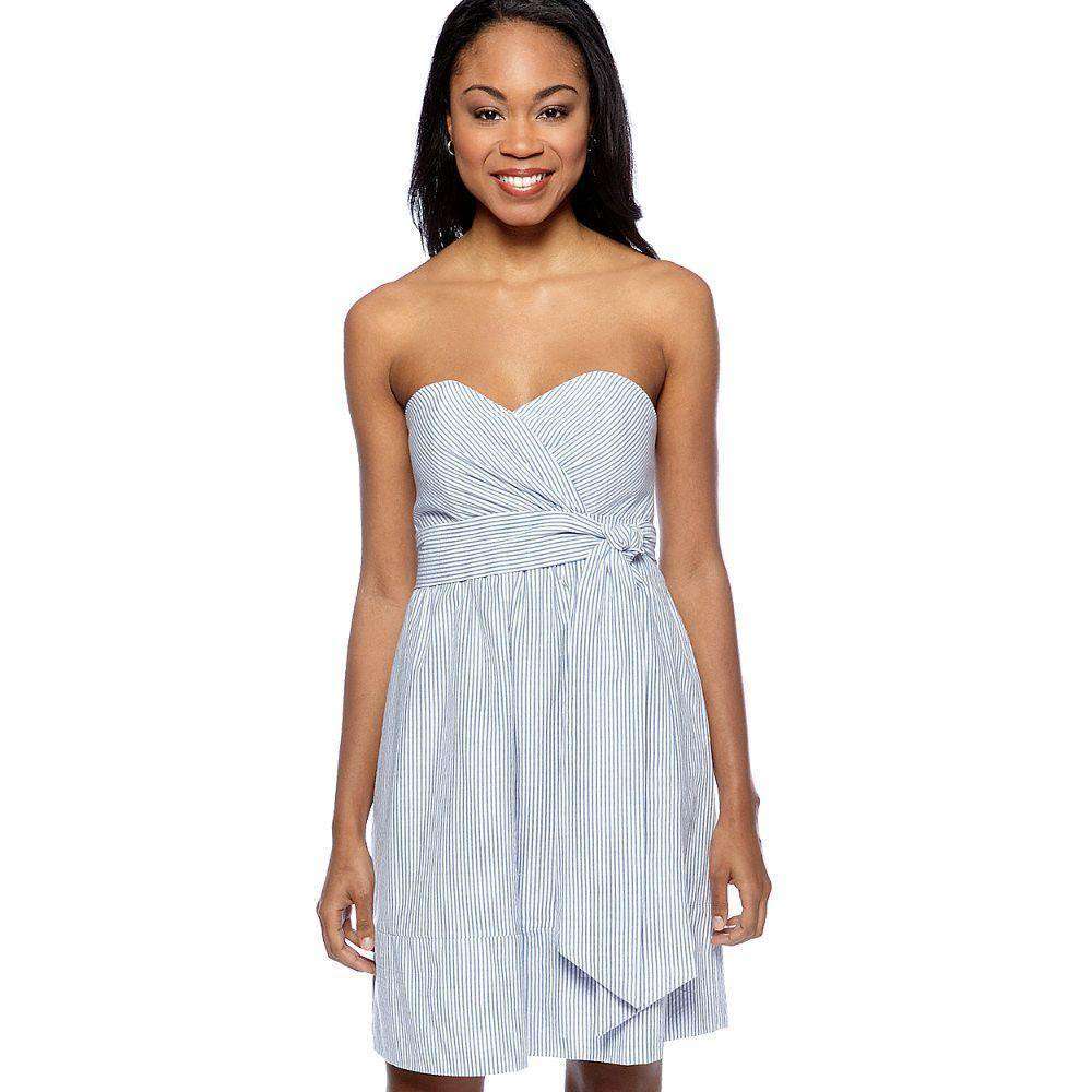 Carolina Seersucker Dress in Blue and White by Southern Frock - Country Club Prep