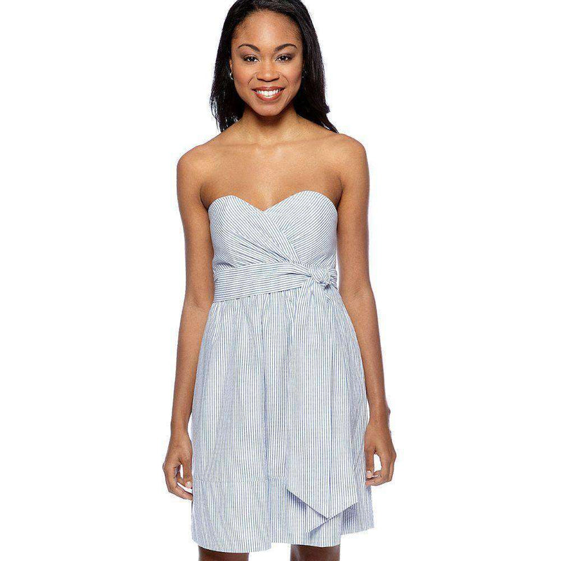 Carolina Seersucker Dress in Blue and White by Southern Frock - Country Club Prep