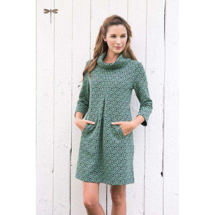 Cashmere Kim Cowl Dress in Greek Key by Tyler Boe - Country Club Prep