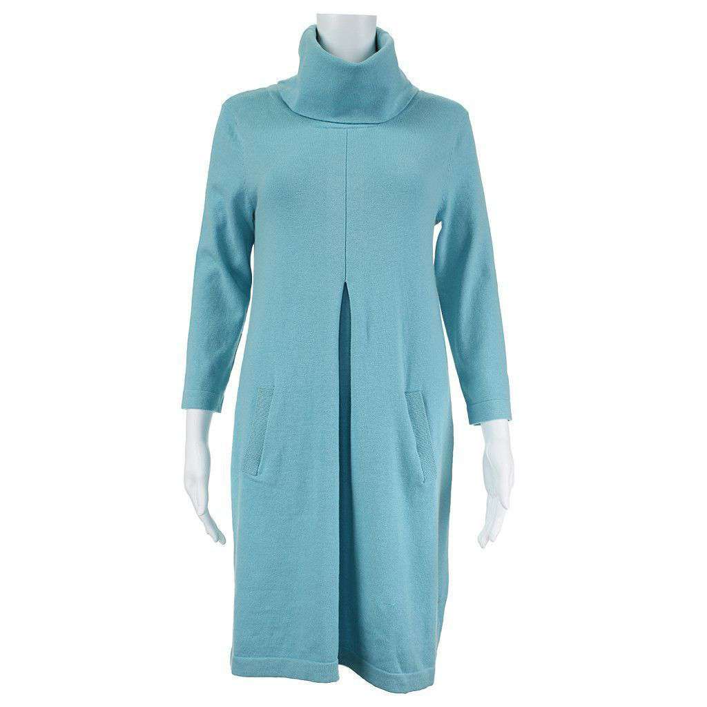 Cashmere Kim Cowl Dress in Sea Blue by Tyler Boe - Country Club Prep