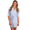 Collegiate Shirt Dress in Carolina Blue and White by Olde School - Country Club Prep