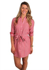 Collegiate Shirt Dress in Red and Black by Olde School - Country Club Prep