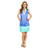 Color Block Shift Dress in Marine Blue and Cabbage by Sail to Sable - Country Club Prep