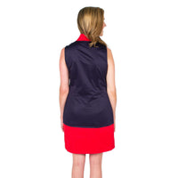 Color Block Shift Dress in Peacoat Navy and High Risk Red by Sail to Sable - Country Club Prep