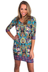 Emily 3/4 Sleeve V-Neck Dress in Bollywood Black by Tracy Negoshian - Country Club Prep