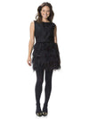 Festive in Black Feathers Skirt Dress by Sail to Sable - Country Club Prep