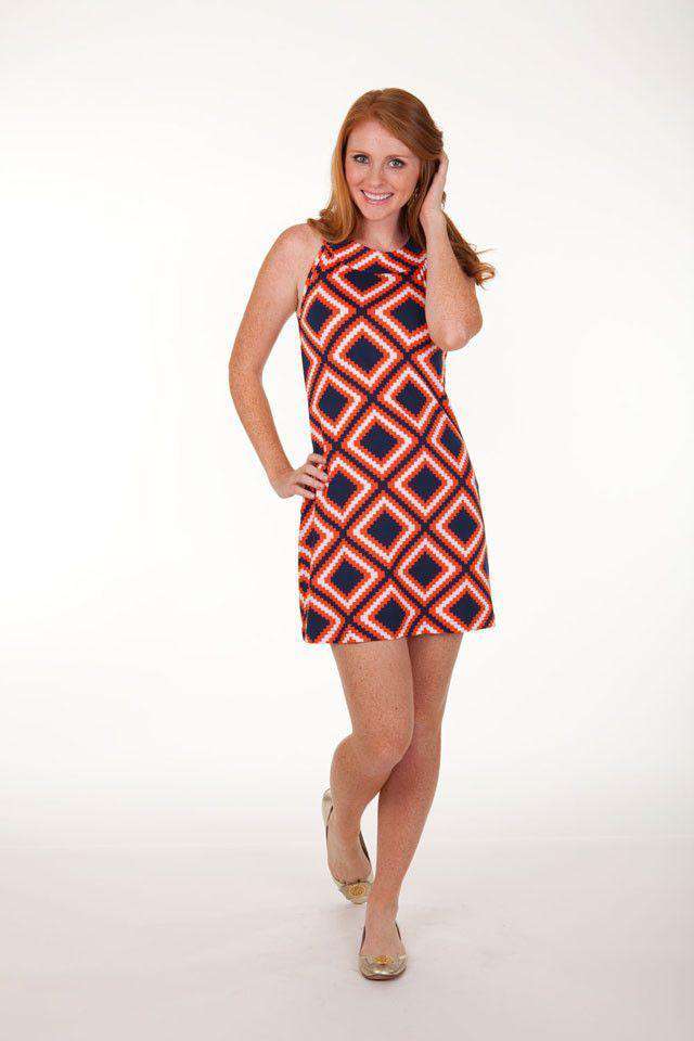 Gene Sleeveless Shift Dress in Navy and Orange by Tracy Negoshian - Country Club Prep