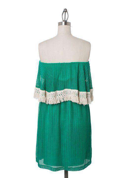 Green Arrow Crochet Strapless Dress in Green by Judith March - Country Club Prep