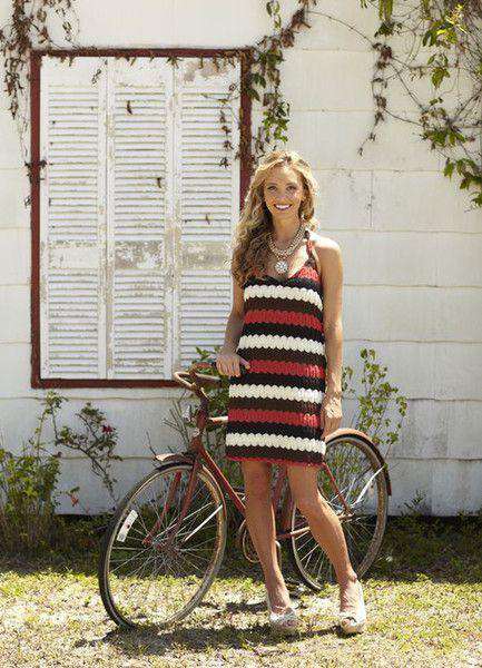 Halter Crochet Dress in Red and Black by Judith March - Country Club Prep