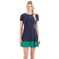 Jenna Dress in Navy and Green by Duffield Lane - Country Club Prep