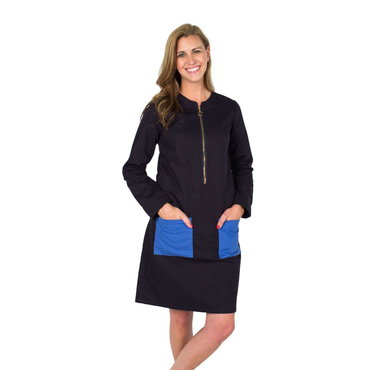 Kat Dress in Navy Slavo by Kayce Hughes - Country Club Prep