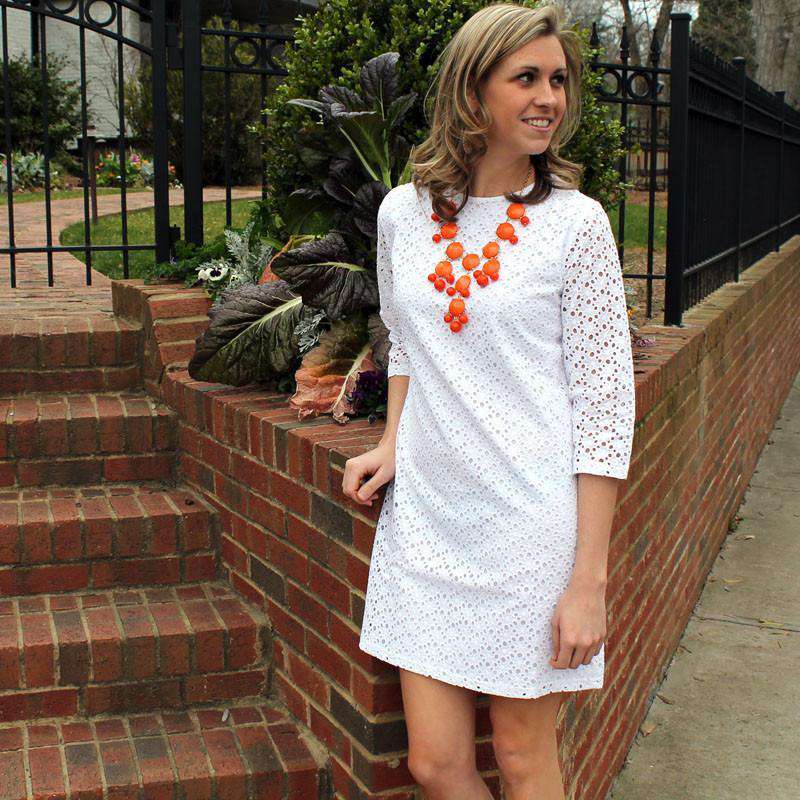 Keshia Eyelet Shift in White by Tracy Negoshian - Country Club Prep