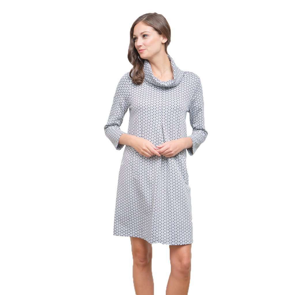 Kim Cowl Dress in Navy and White by Tyler Boe - Country Club Prep