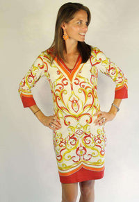 Knit V-neck Dress in Orange by Barbara Gerwit-small Country Club Prep Knit V-neck Dress in Orange by Barbara Gerwit-small Country Club Prep