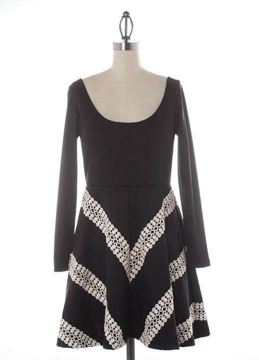 chinese dress ladies Black Ponte Knit A-Line Dress main image 1