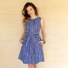 Lyndal Dress in Blue with Polka Dots by Kayce Hughes - Country Club Prep