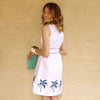 Lyndal Dress in White Twill with Palm Trees by Kayce Hughes - Country Club Prep
