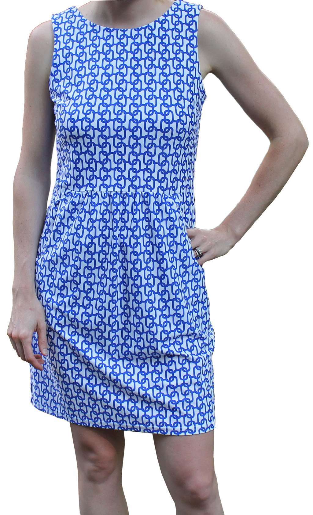 Mary Pat Dress in Chain Link Blue/White by Jude Connally - Country Club Prep