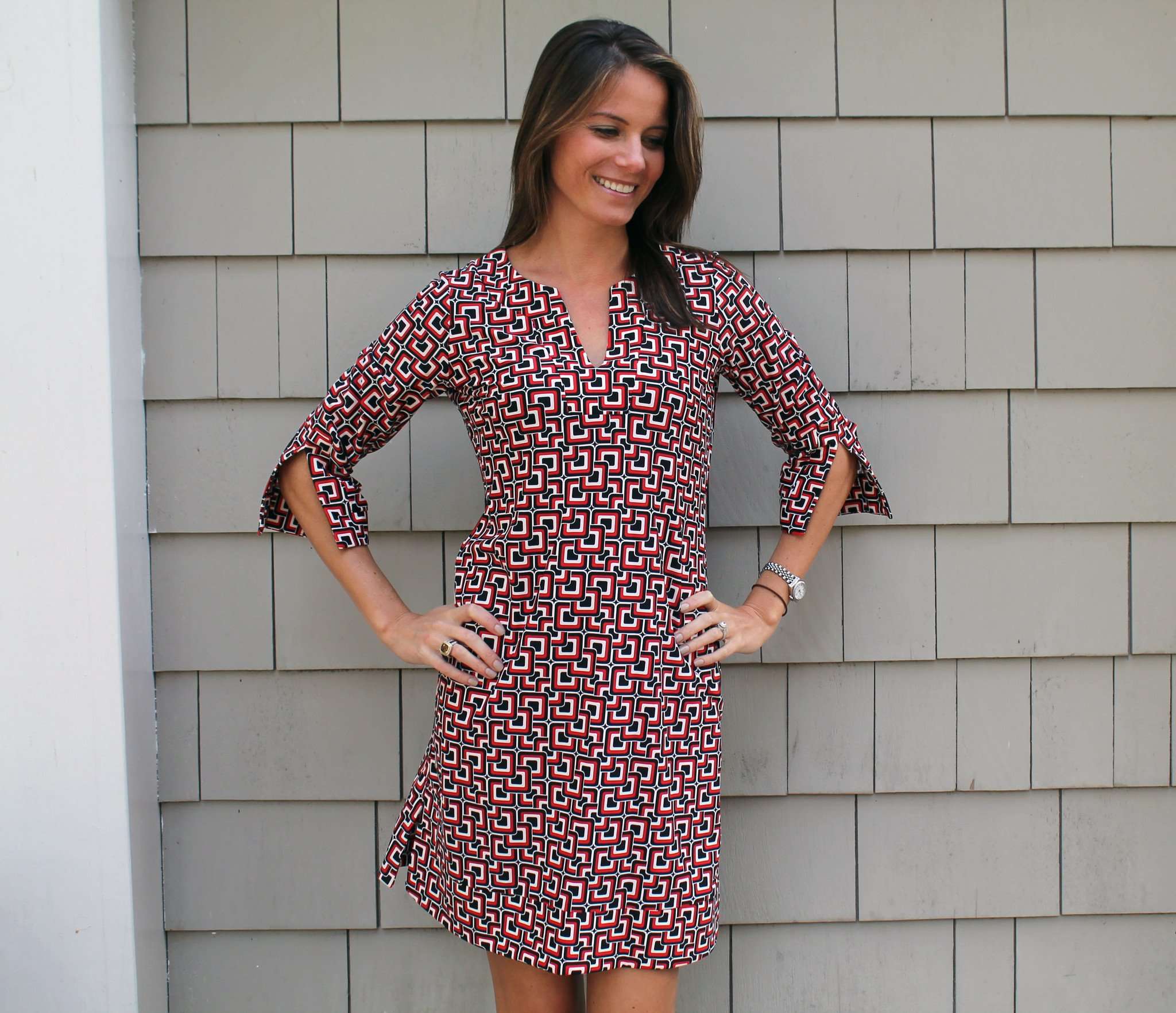 Megan Tunic Dress in Mod Square Black by Jude Connally BLack / L